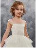 Square Neck Lace Tulle Floor Length Flower Girl Dress